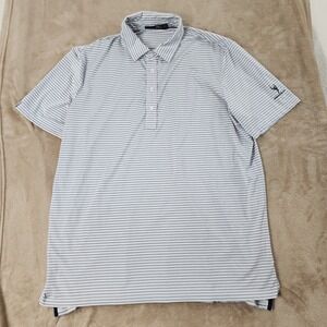 RLX Ralph Lauren Polo Shirt Men XL Gray Striped Stretch Performance Short Sleeve